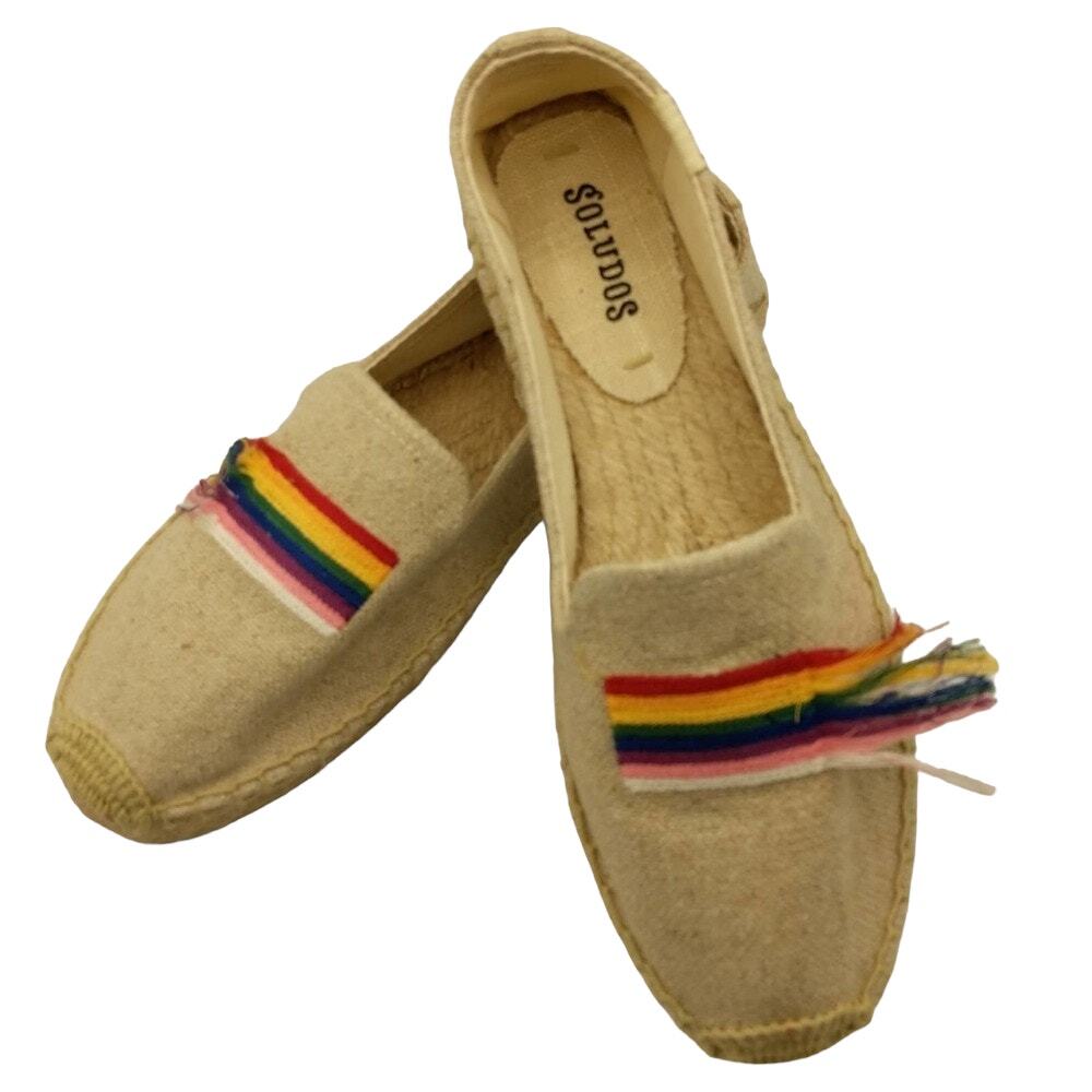 Soludos Pride Espadrille Smoking Flat Slippers Rainbow Slip On 7 New